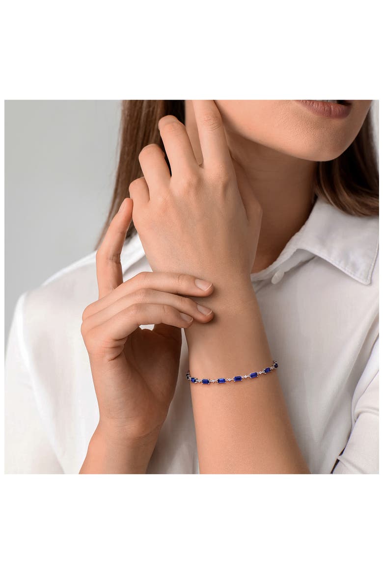 Blue & White Lab Created Sapphire Bracelet, Alternate, color, BLUE