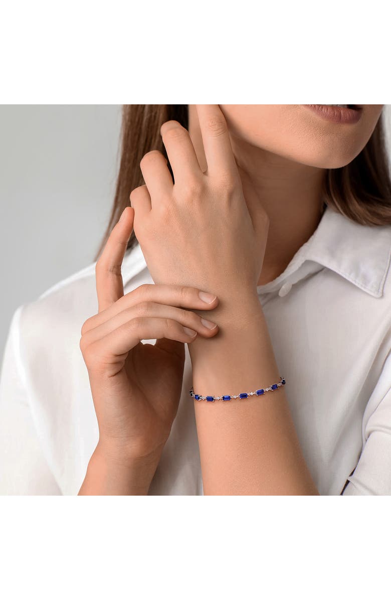 DELMAR Blue & White Lab Created Sapphire Bracelet, Alternate, color, Blue