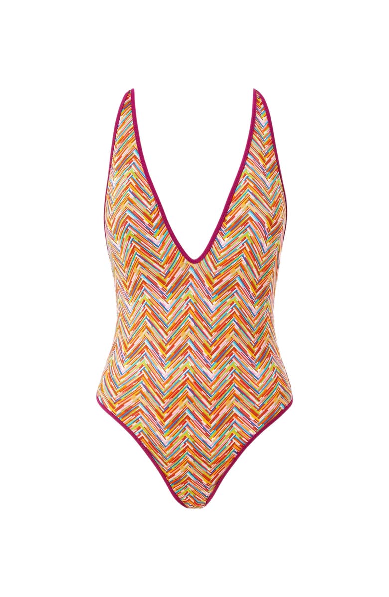 Missoni Reversible One-piece Swimsuit With Print And V-neck, Alternate, color, Multicoloured