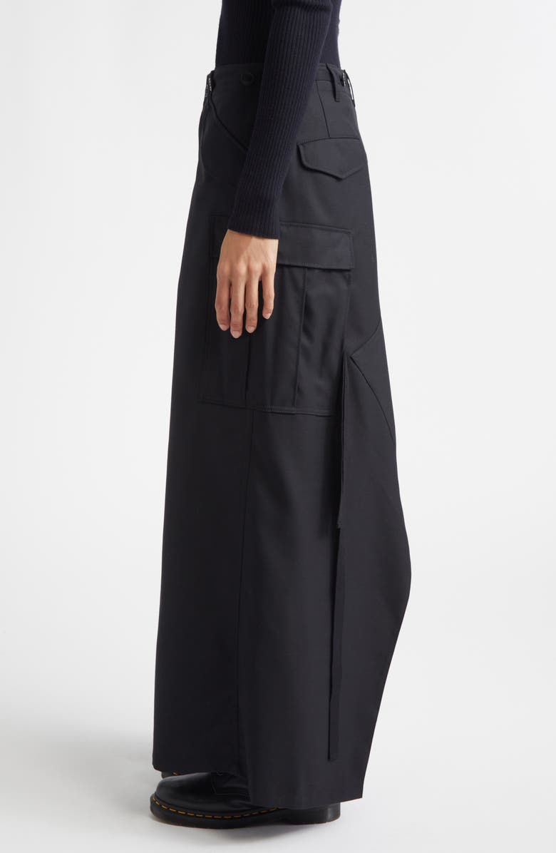 Junya Watanabe Wool Blend Serge Maxi Skirt, Alternate, color, Black