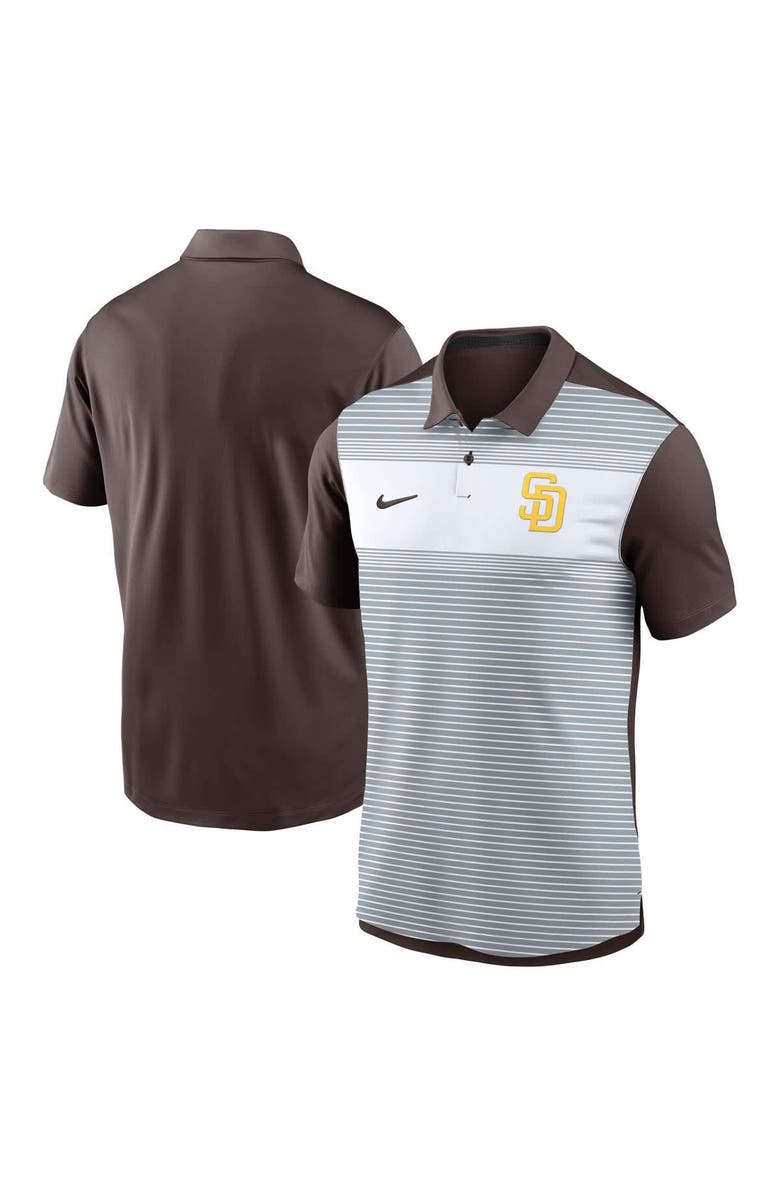 Nike Men's Nike White/Brown San Diego Padres Vapor Striped Performance Polo, Main, color, 