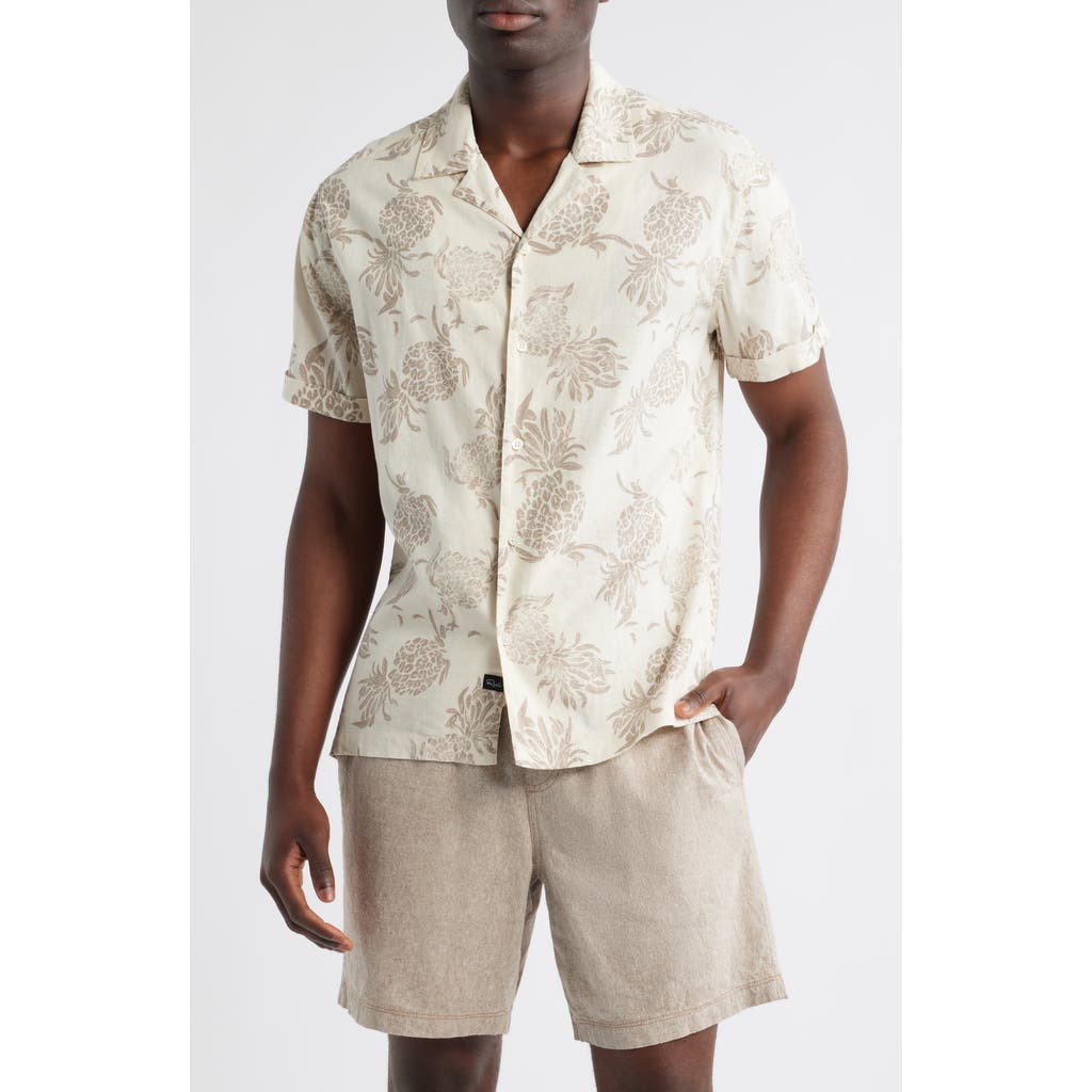 Rails Atlas Pineapple Print Linen Blend Camp Shirt In White