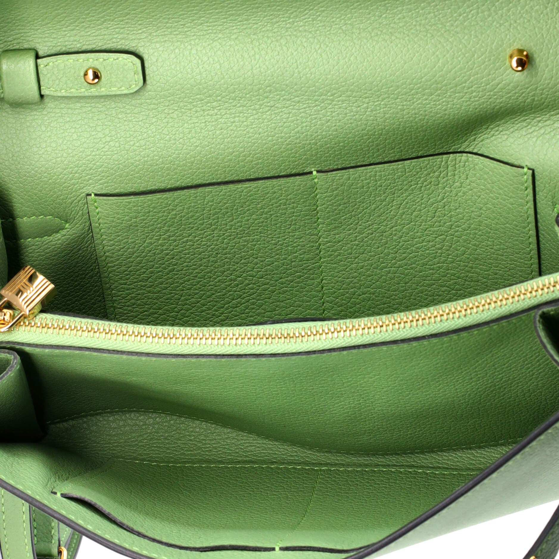 Pre-Owned Hermes Kelly To Go Wallet Evercolor, Alternate, color, Vert Criquet