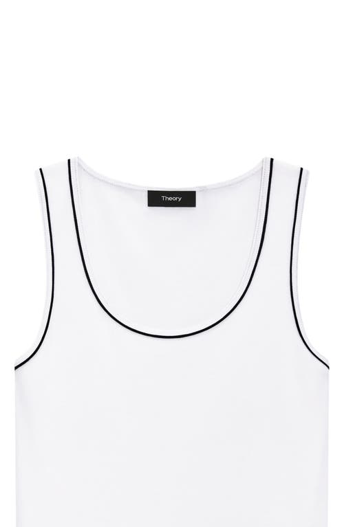 Theory Ribbed Scoop-neck Tank Top In Ivory