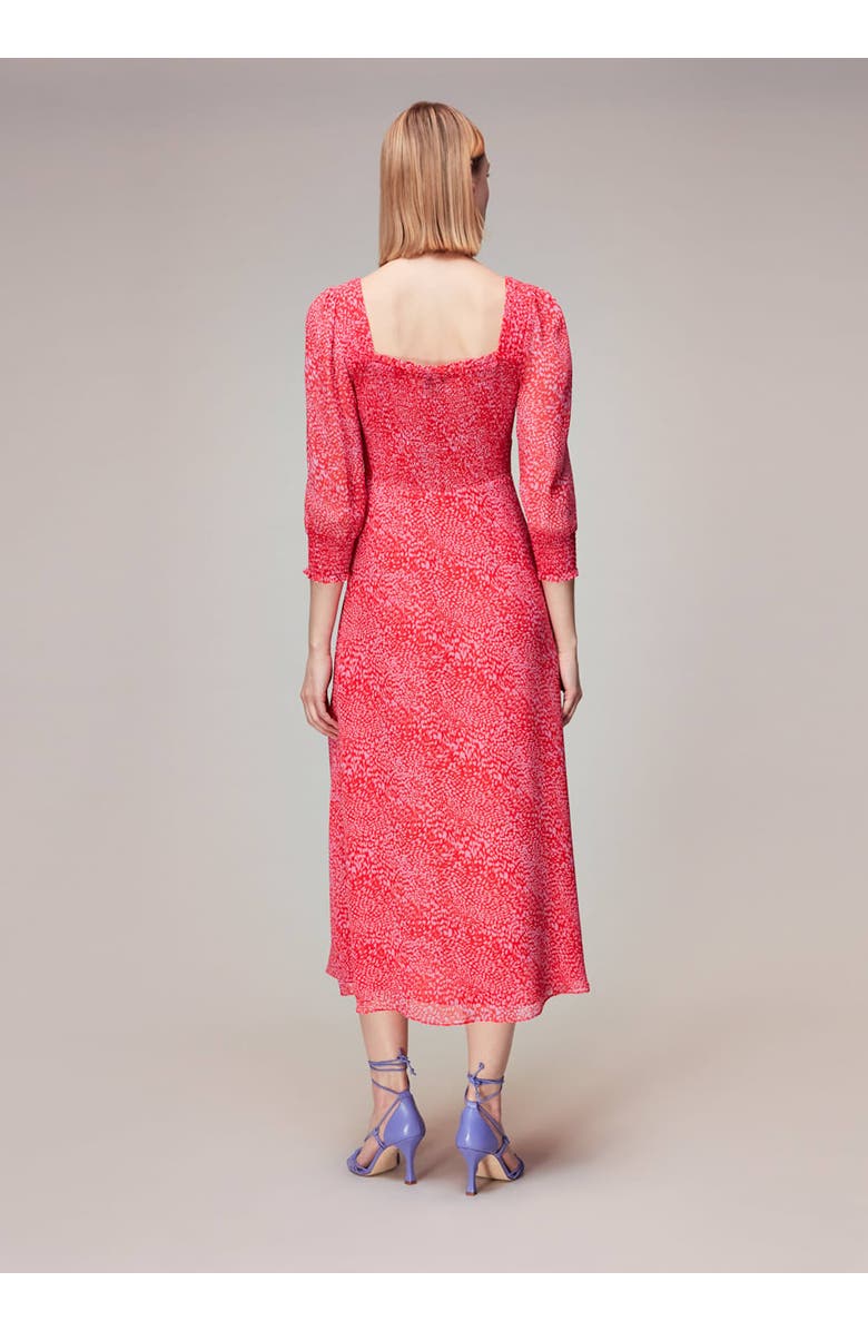 Whistles Diagonal Leopard Midi Dress, Alternate, color, Pink/Multi