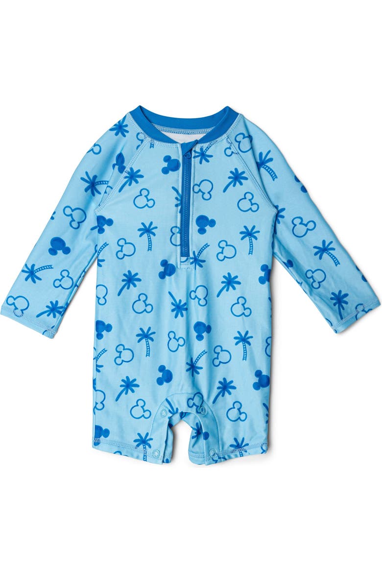 Mickey Mouse Swimwear One Piece Sunsuit and Hat Set, Alternate, color, Light Blue Mickey