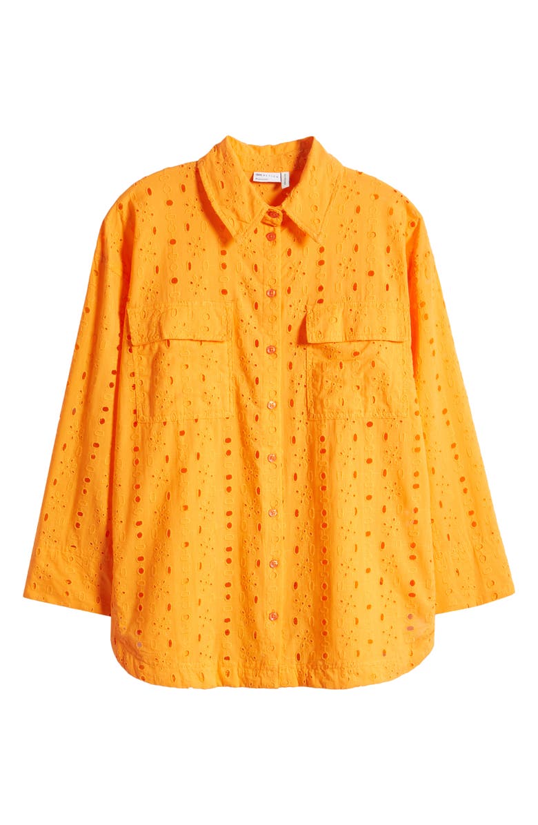 ASOS DESIGN Relaxed Fit Broderie Anglaise Button-Up Shirt, Alternate, color, 