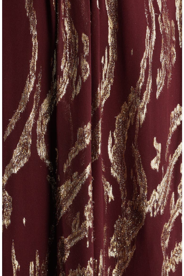 The Rose Metallic Flutter Sleeve Maxi Dress, Alternate, color, ZINFANDEL