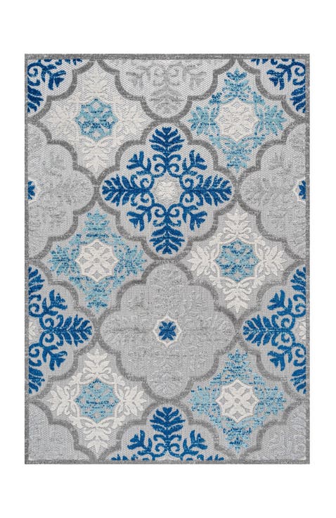 Cassis Ornate Ogee Trellis Indoor/Outdoor Area Rug