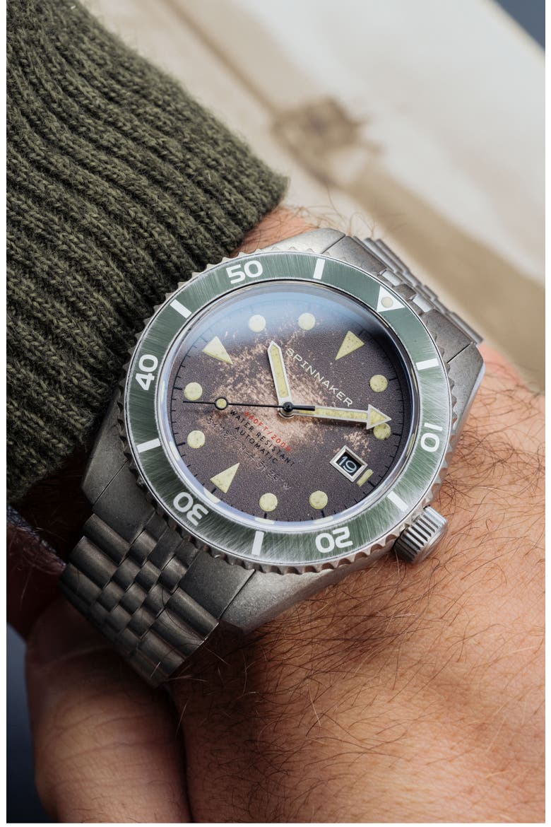 Wreck Automatic Bracelet Watch, 44mm, Alternate, color, BROWN