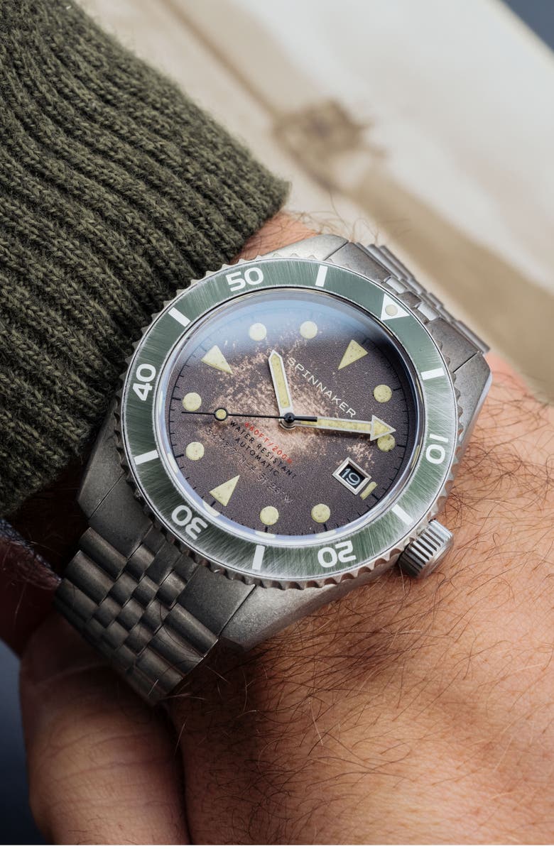 SPINNAKER Wreck Automatic Bracelet Watch, 44mm, Alternate, color, Brown