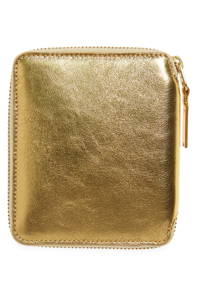 Metallic Leather Wallet, Alternate, color, GOLD
