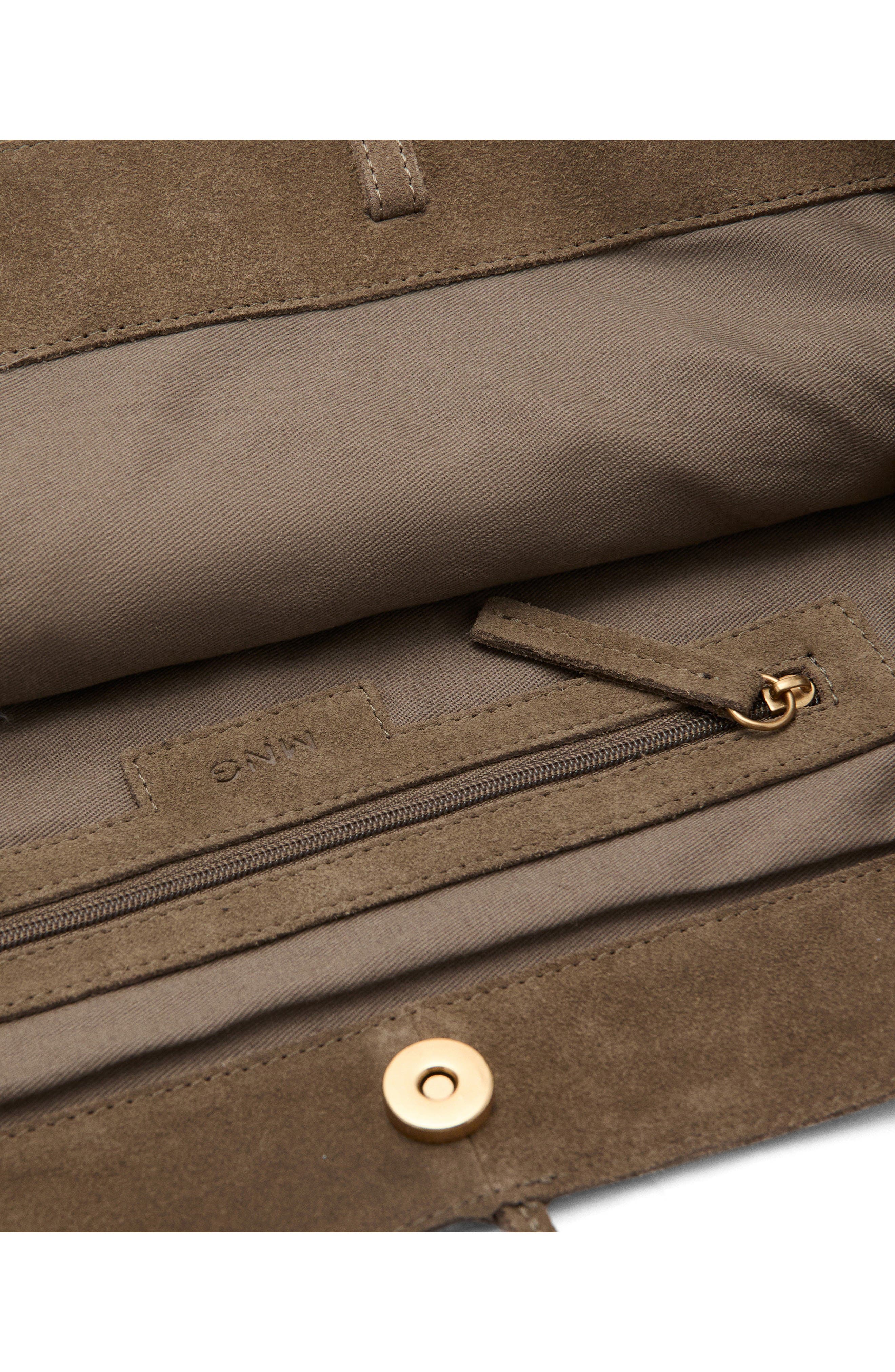 Suede Shopper Bag, Alternate, color, KHAKI GREEN