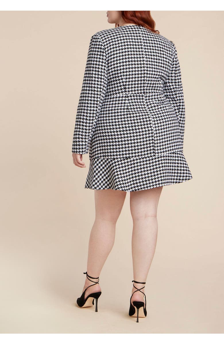 ELOQUII Rhinestone Button Tweed Mini Dress, Alternate, color, Black White Houndstooth