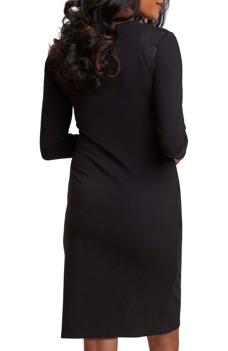 Stowaway Collection Lexi Cutout Detail Long Sleeve Cotton Maternity Dress, Alternate, color, 