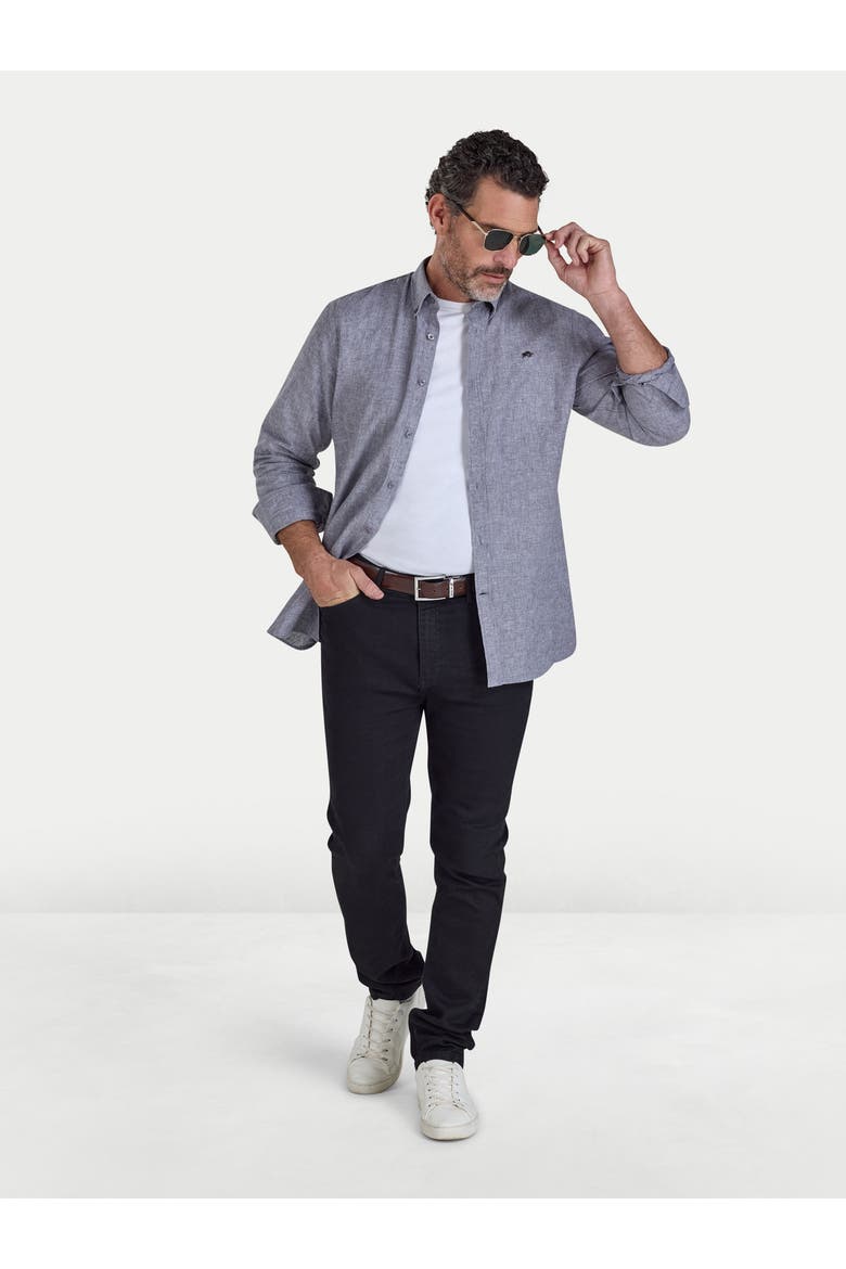 Long Sleeve Linen Blend Shirt, Alternate, color, Charcoal