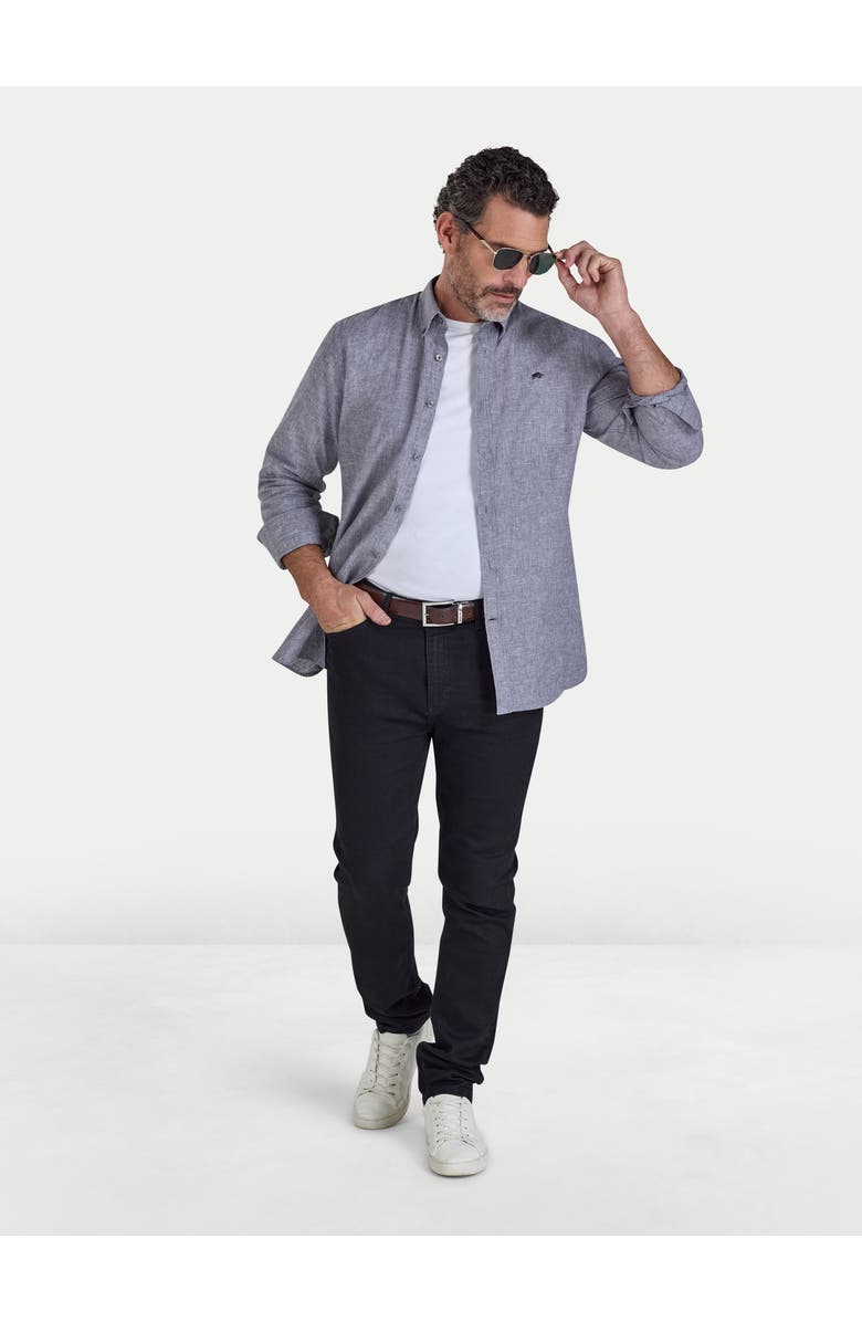 Raging Bull Long Sleeve Linen Blend Shirt, Alternate, color, Charcoal