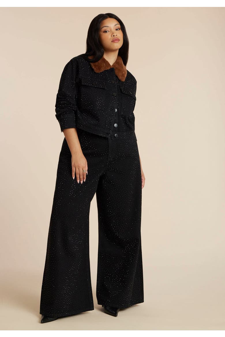 Embellished Rhinestone Jeans, Alternate, color, BLACK