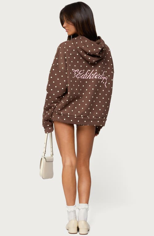 Edikted Chelsie Polka Dot Hoodie In Brown