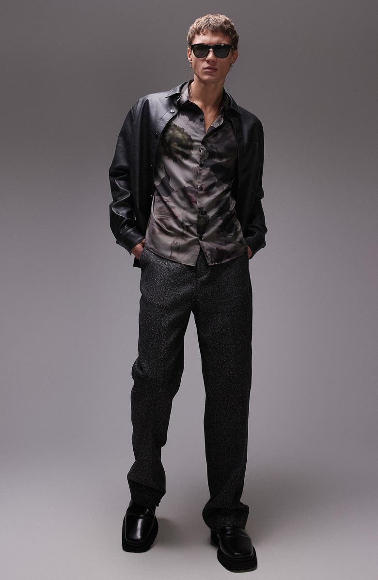 Topman Floral Button-Up Shirt, Alternate, color, 