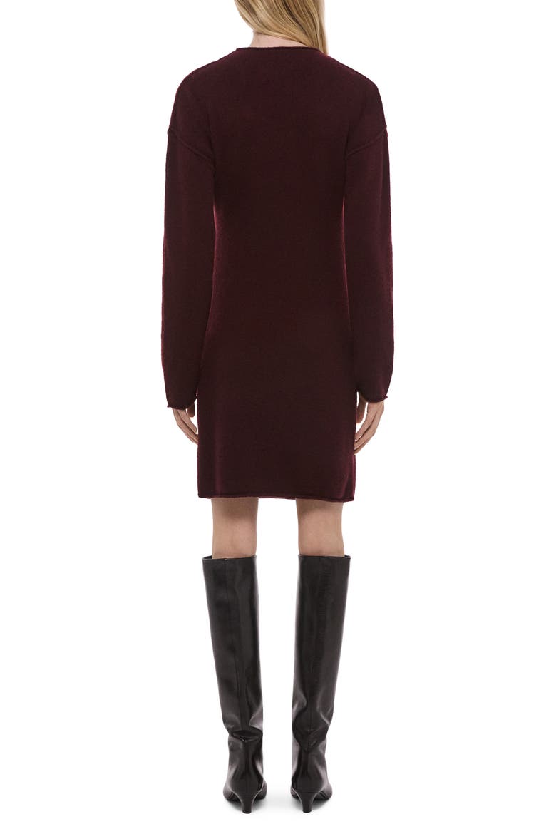 Drape Detail Long Sleeve Wool Blend Sweater Dress, Alternate, color, BURGUNDY