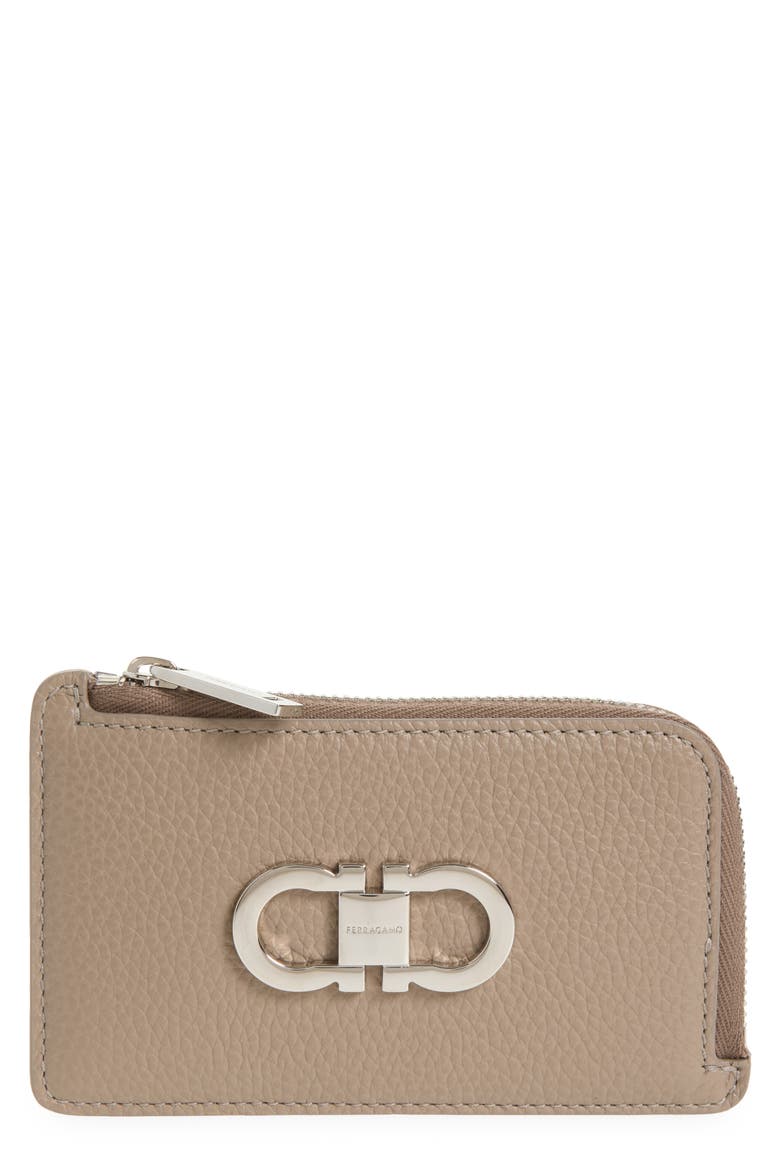 Portacarte Leather Card Holder, Main, color, WARM TAUPE DUSTY PINK