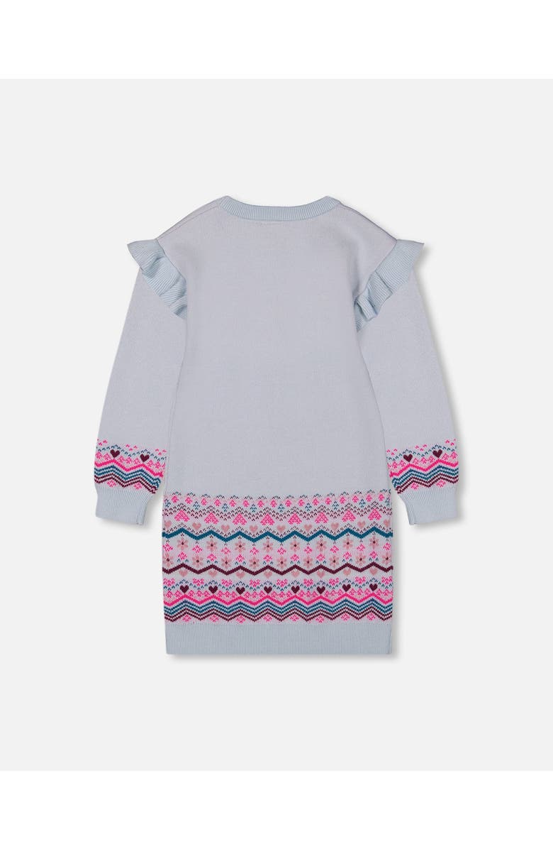 Deux par Deux Girl's Intarsia Knit Dress Light Blue, Alternate, color,