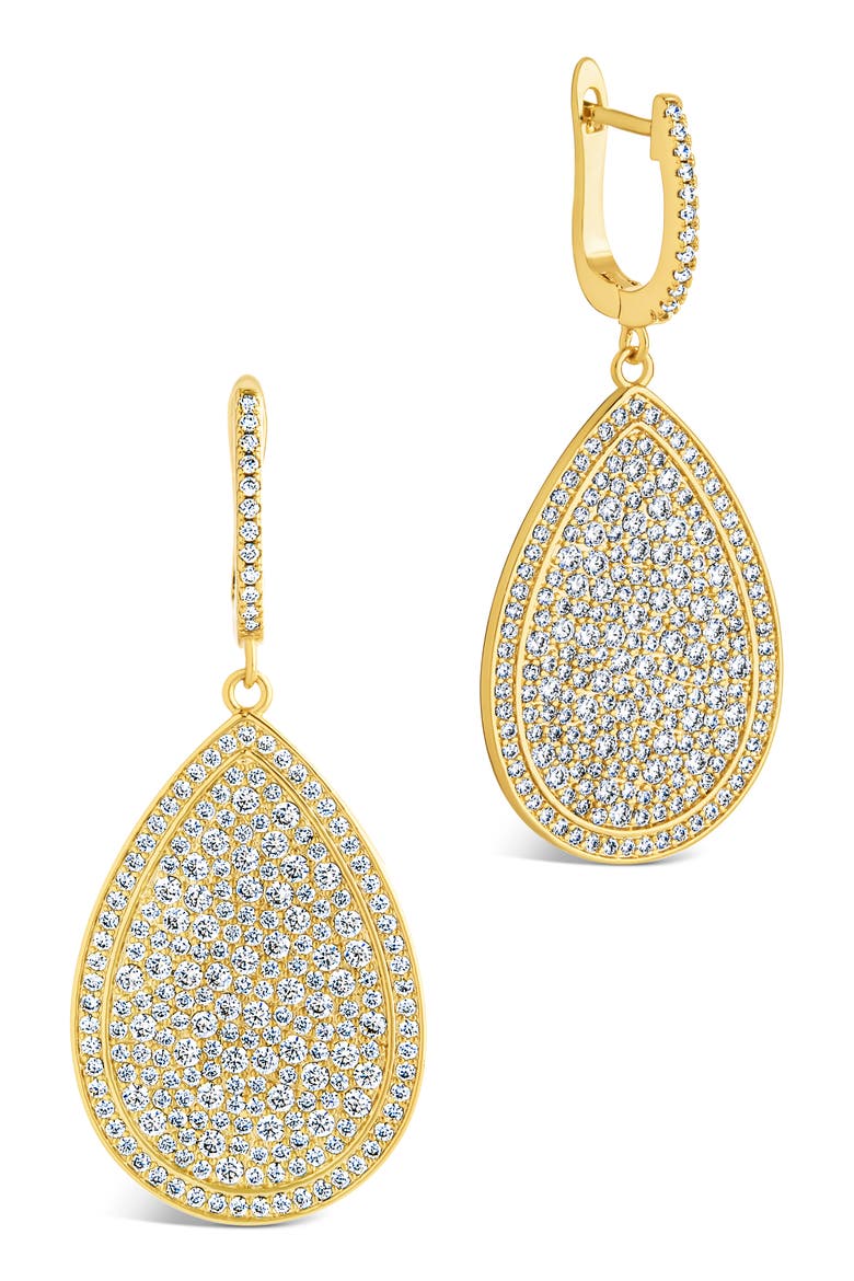 Selma Cubic Zirconia Teardrop Earrings, Main, color, GOLD