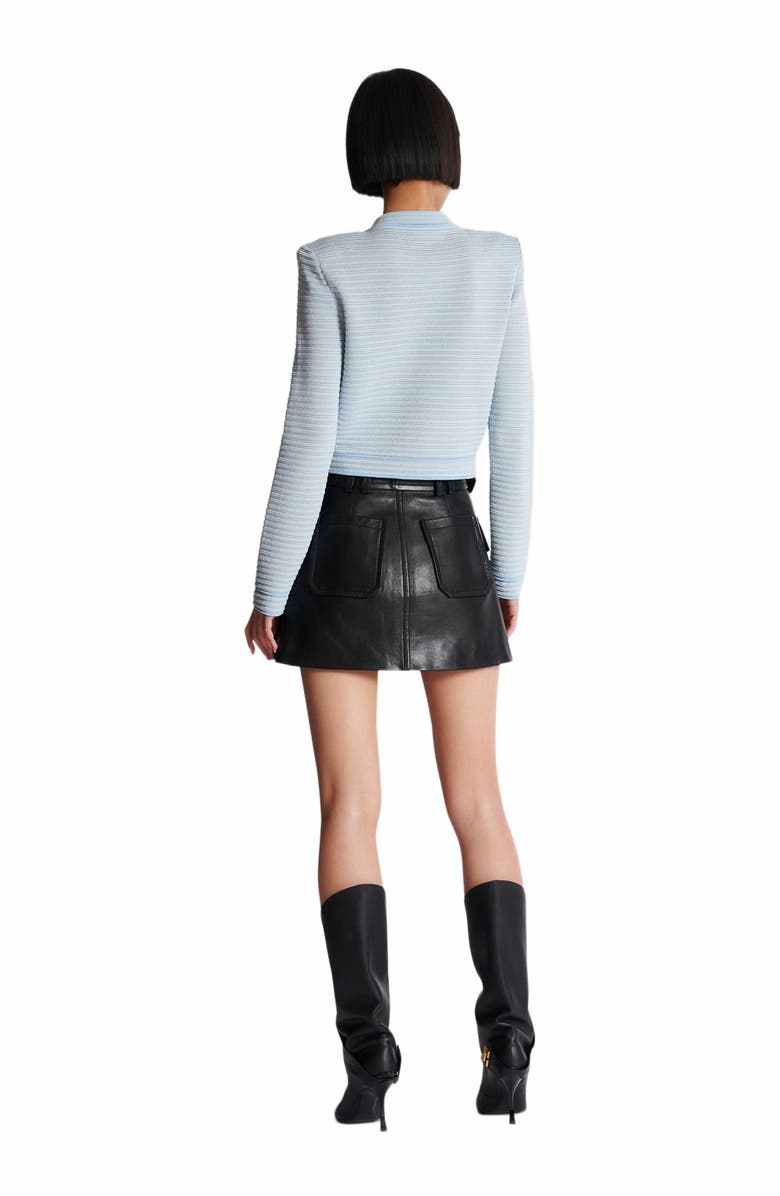 Balmain Long-Sleeved Textured Knit Cardigan, Alternate, color, 