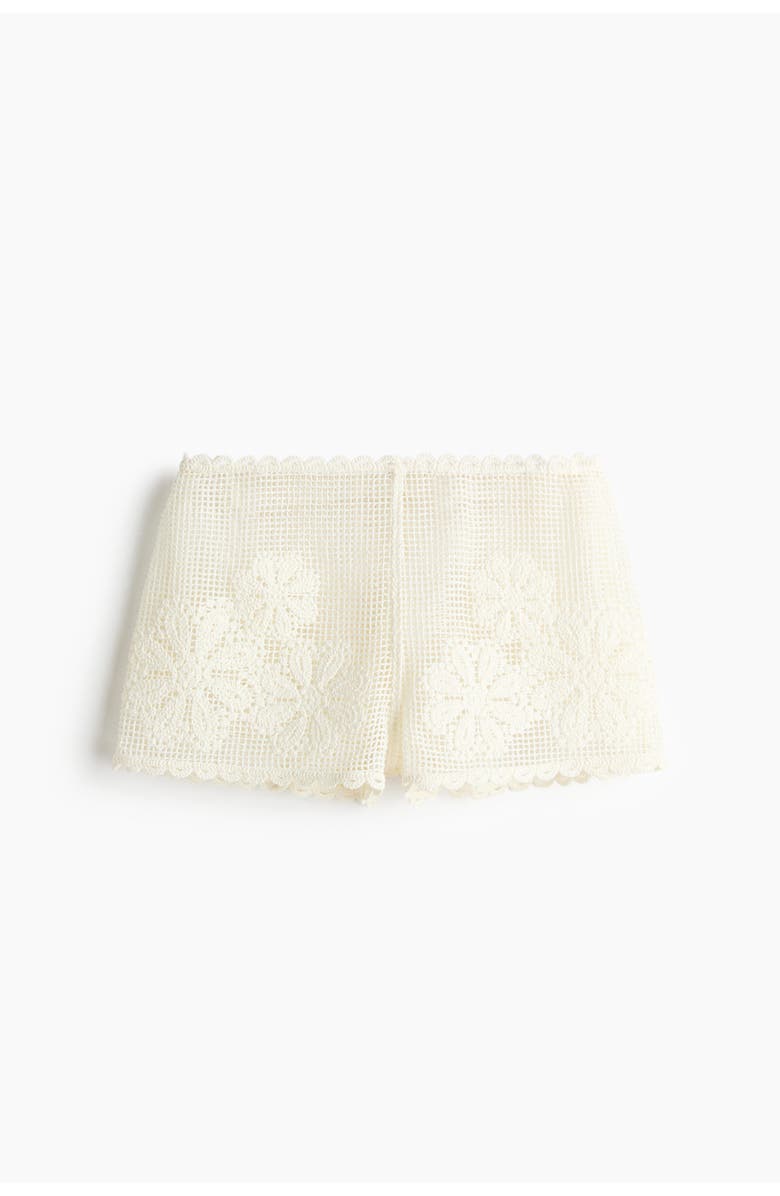 H&M Crochet-look Beach Shorts, Main, color, White