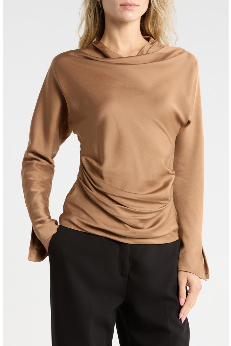 Victoria Draped Long Sleeve Top, Main, color, CHAI