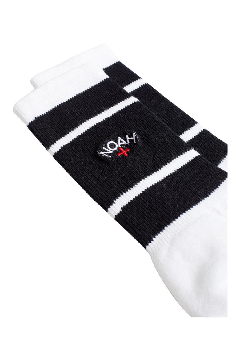 Varsity Stripe Cotton Blend Socks, Alternate, color, BLACK