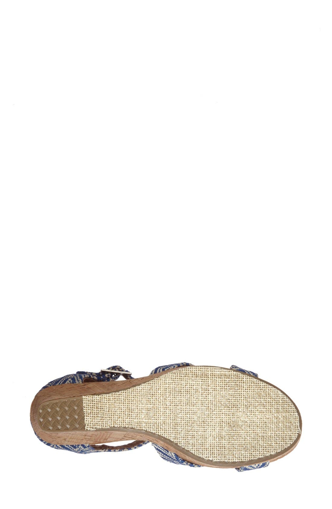 Canvas Woven Geometric Print Wedge Sandal, Alternate, color, INK BLUE