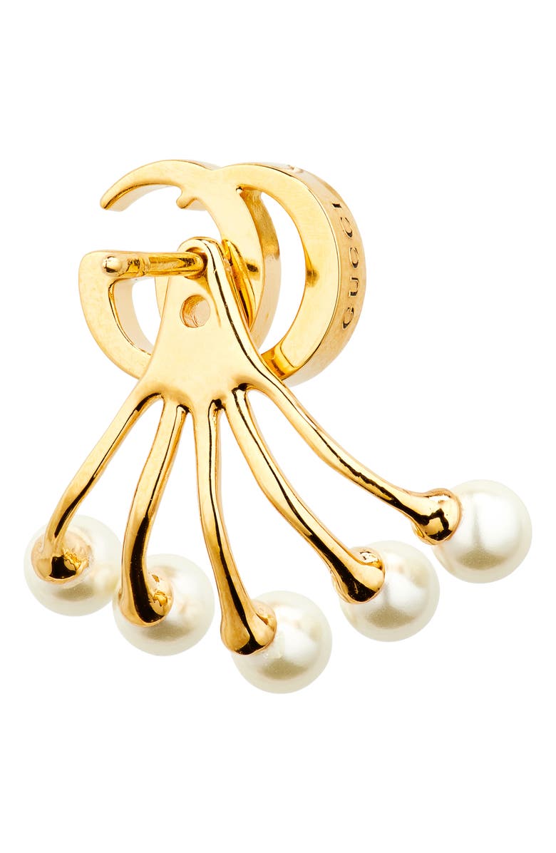 Gucci GG Marmont Faux Pearl Ear Jackets, Alternate, color, 