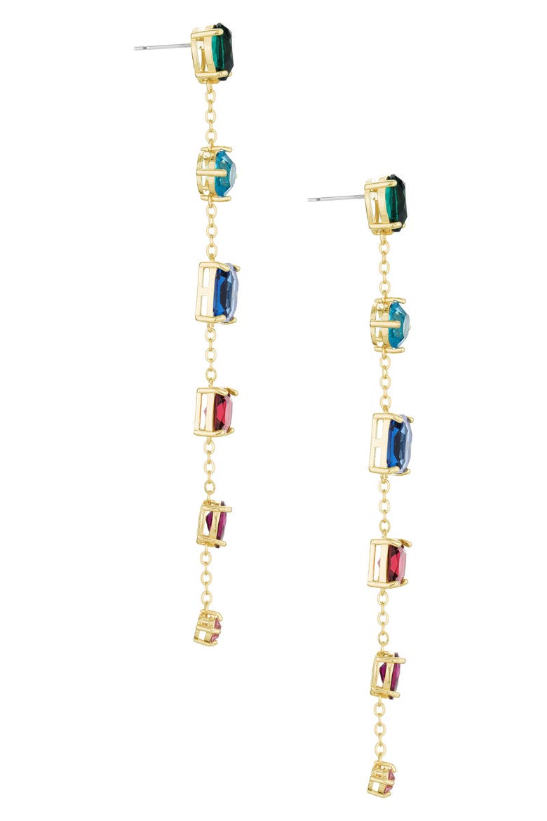 Rainbow Linear Drop Earrings, Alternate, color, GOLD MULTI
