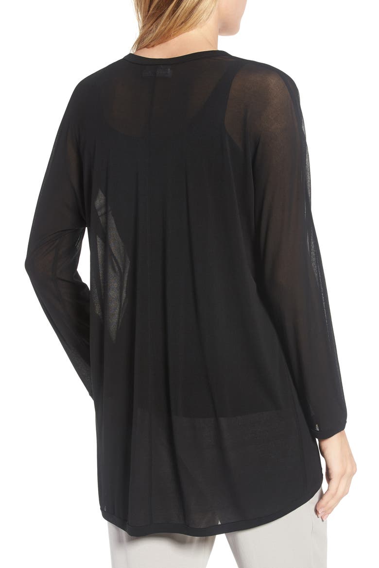 Sheer Silk Cardigan, Alternate, color, BLACK