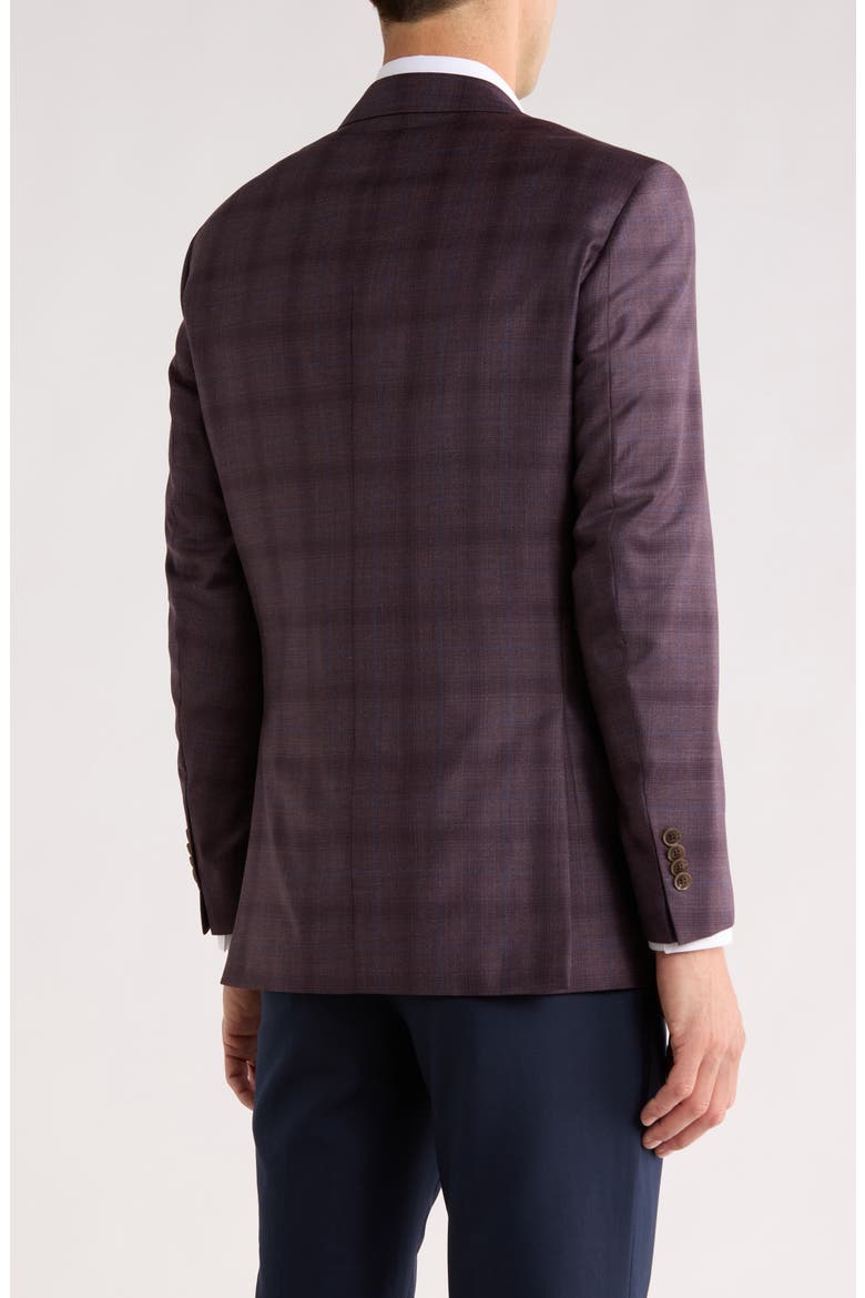 Flynn Classic Fit Plaid Wool Sport Coat, Alternate, color, DARK RED