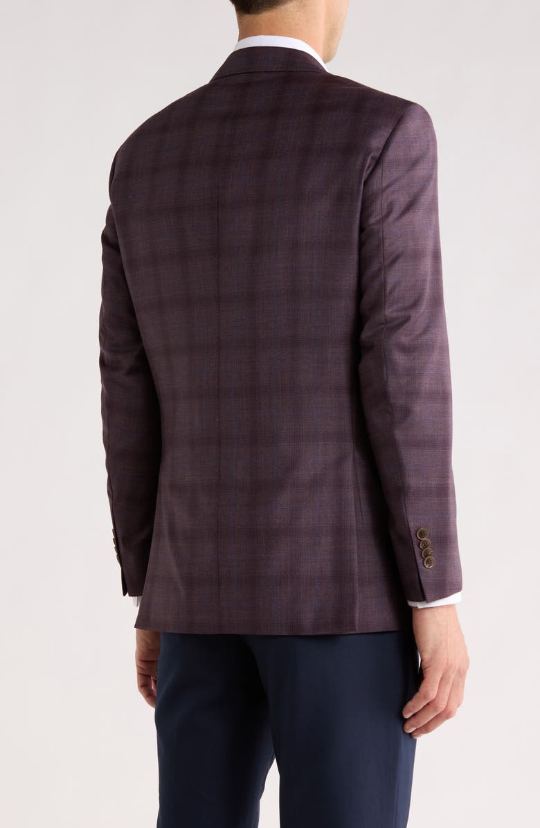 Peter Millar Flynn Classic Fit Plaid Wool Sport Coat, Alternate, color, Dark Red