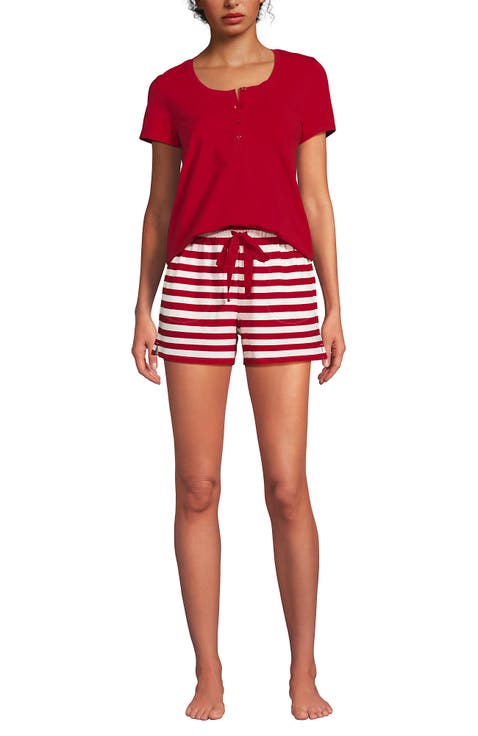 Knit 2 Piece Pajama Set - Short Sleeve Top and Shorts