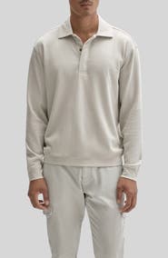Robert Barakett Peakstone Long Sleeve Overknit Cotton Polo