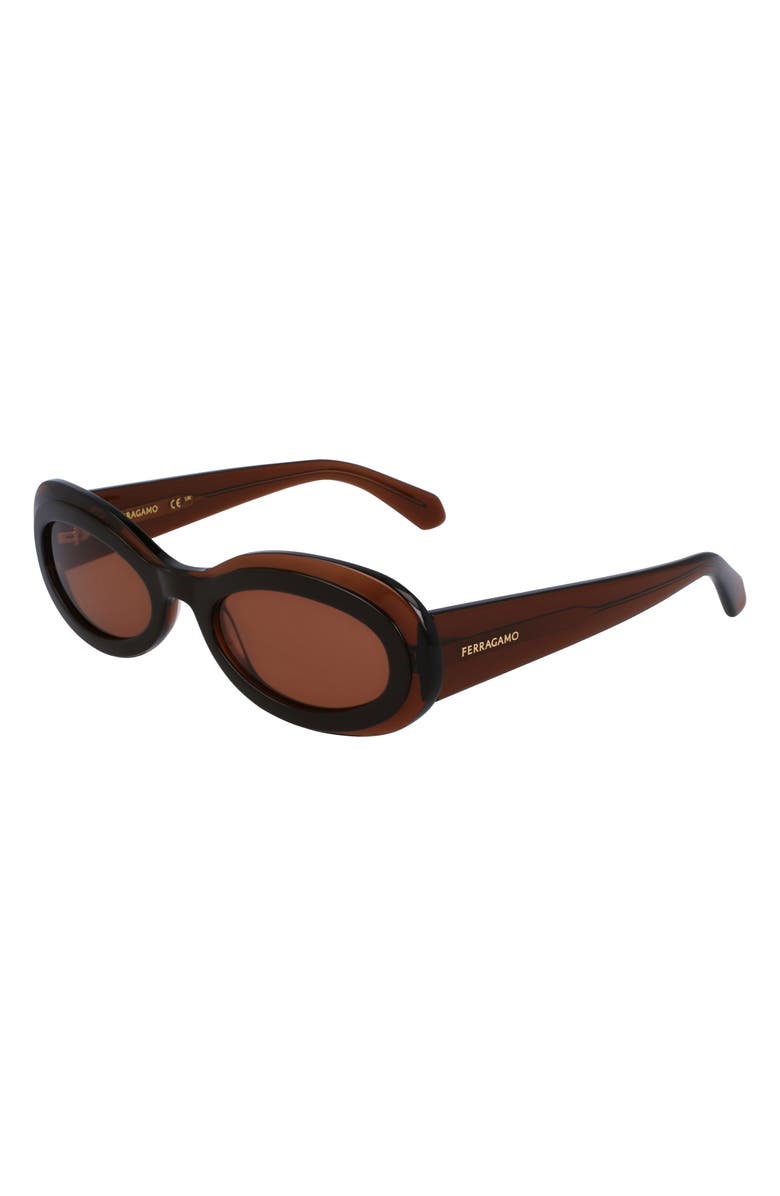 FERRAGAMO Classic Logo 54mm Oval Sunglasses, Alternate, color,