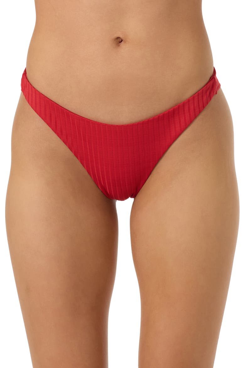 Shorebreak Hermosa Rib Bikini Bottoms, Main, color, LIFEGUARD RED