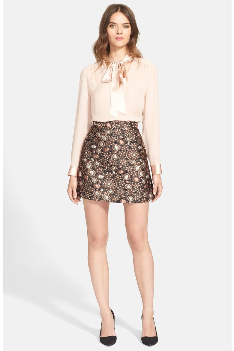 'Irma' Tie Neck Silk Blouse, Alternate, color, DUSTY PINK