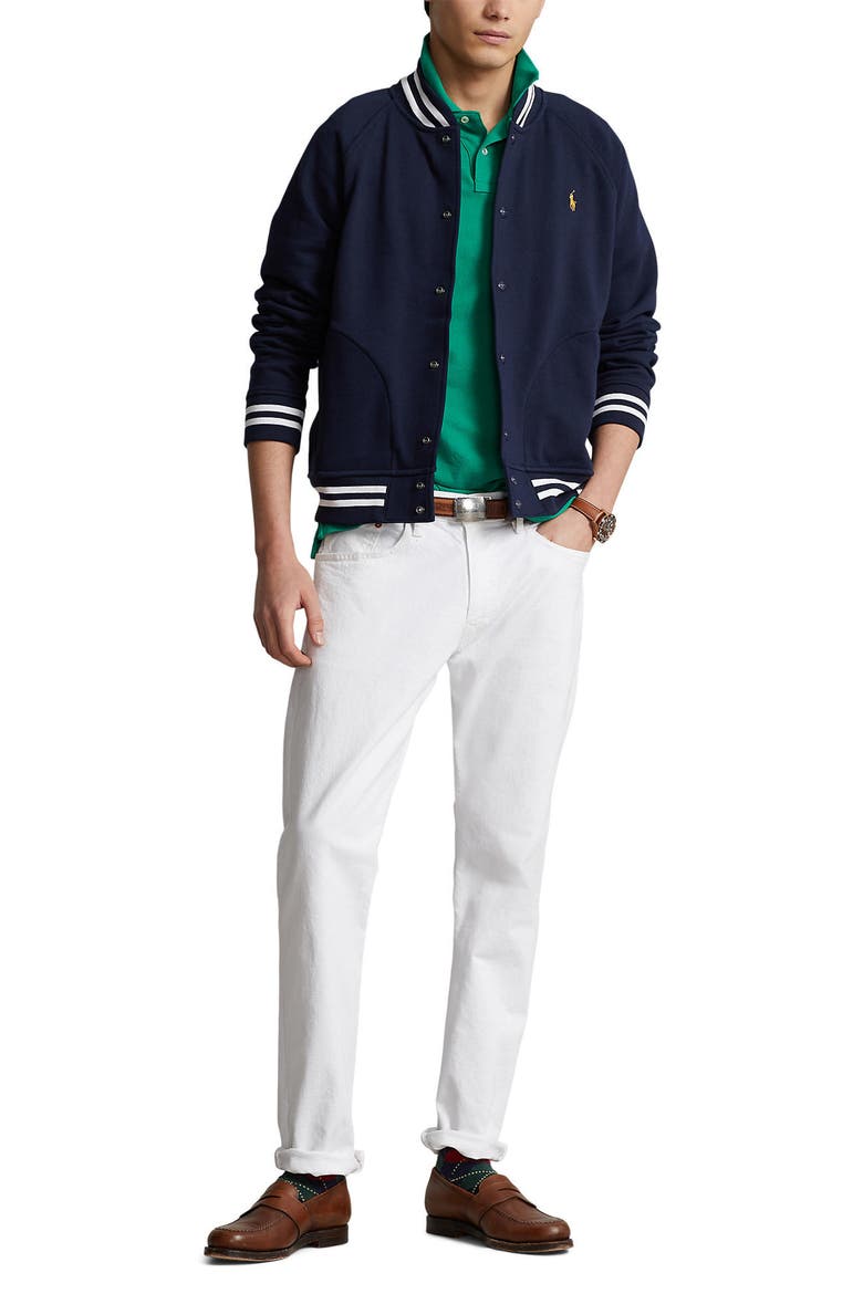 Classic Athletic Fleece Baseball Jacket, Alternate, color, CRUISE NAVY