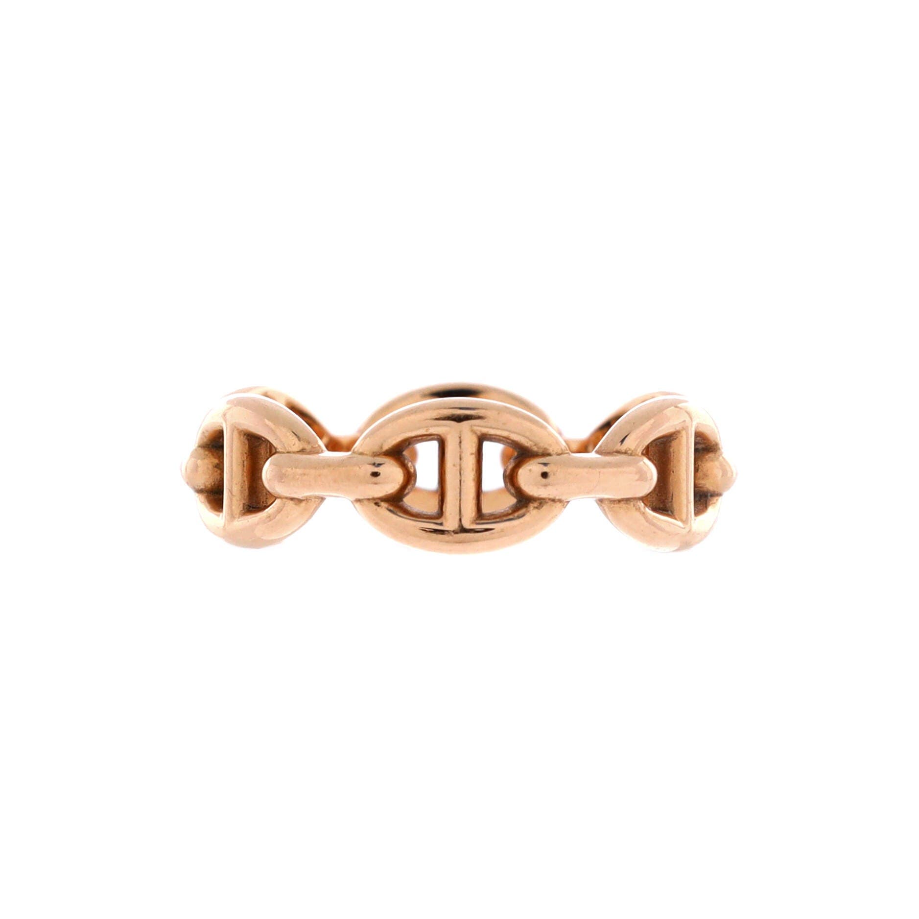 Pre-Owned Hermes Chaine d'Ancre Enchainee Ring 18K Rose Gold Small, Main, color, Rose Gold