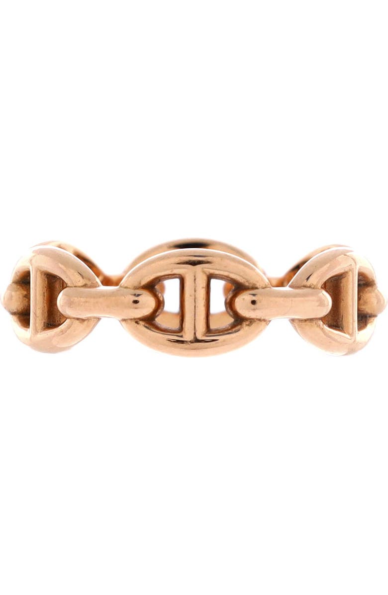 Pre-Owned Hermes Chaine d'Ancre Enchainee Ring 18K Rose Gold Small, Main, color, Rose Gold