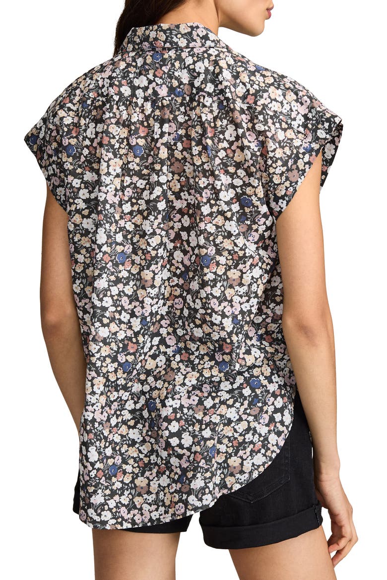 Floral Cotton Popover Top, Alternate, color, RAVEN MULTI
