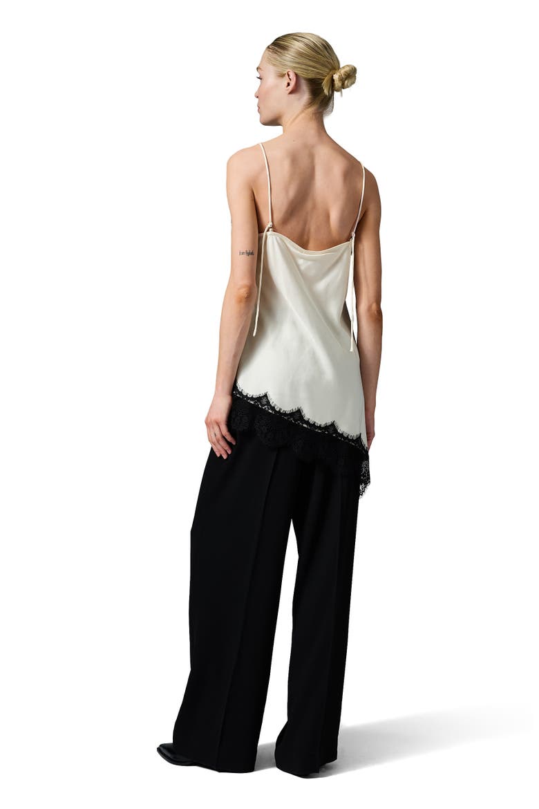 Muta Asymmetric Lace Trim Slip Top, Alternate, color, Jet Stream