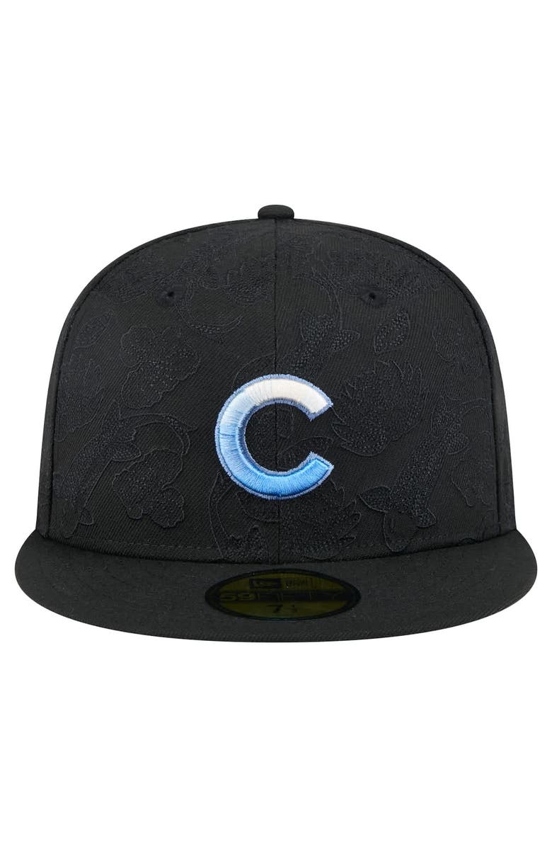 New Era Men's New Era Black Chicago Cubs Tonal Koi 59FIFTY Fitted Hat, Alternate, color,