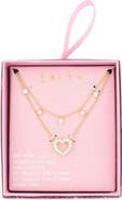 Leith Set of 2 Pavé Cubic Zirconia Heart Pendant Necklace